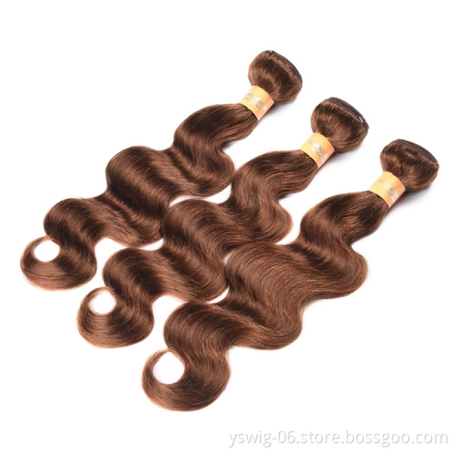 Wholesale Price Mink Peruvian Human Hair Double Weft Extension Bundles Body Wave 4# Colored Human Hair Supplier